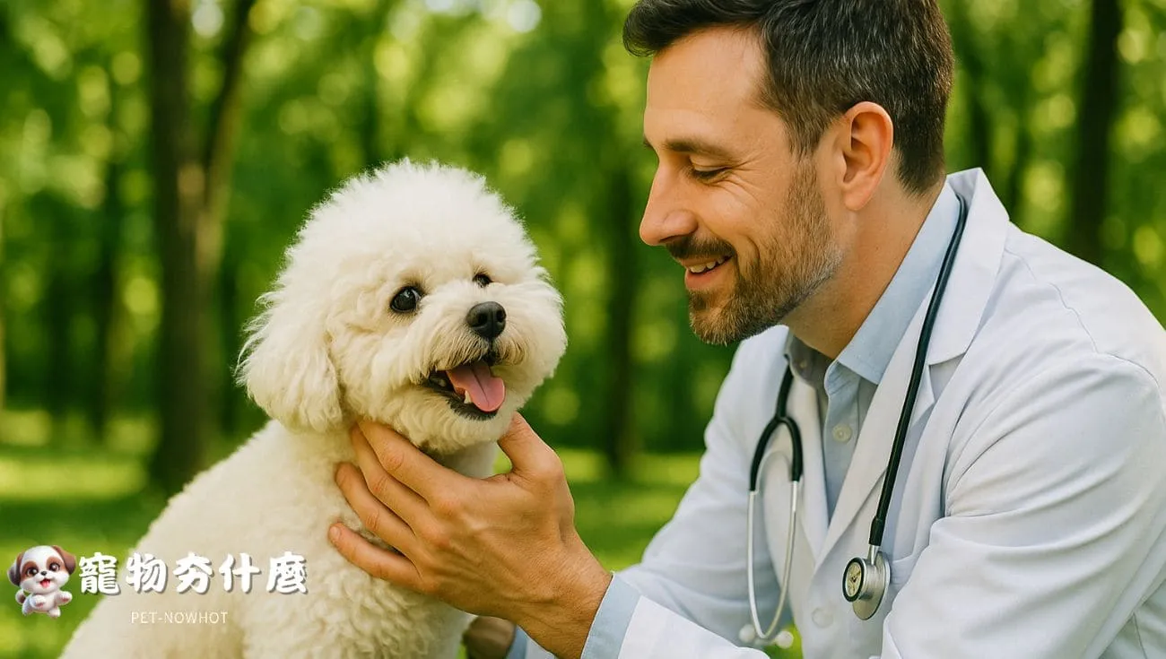 戶外健康檢查的比熊犬