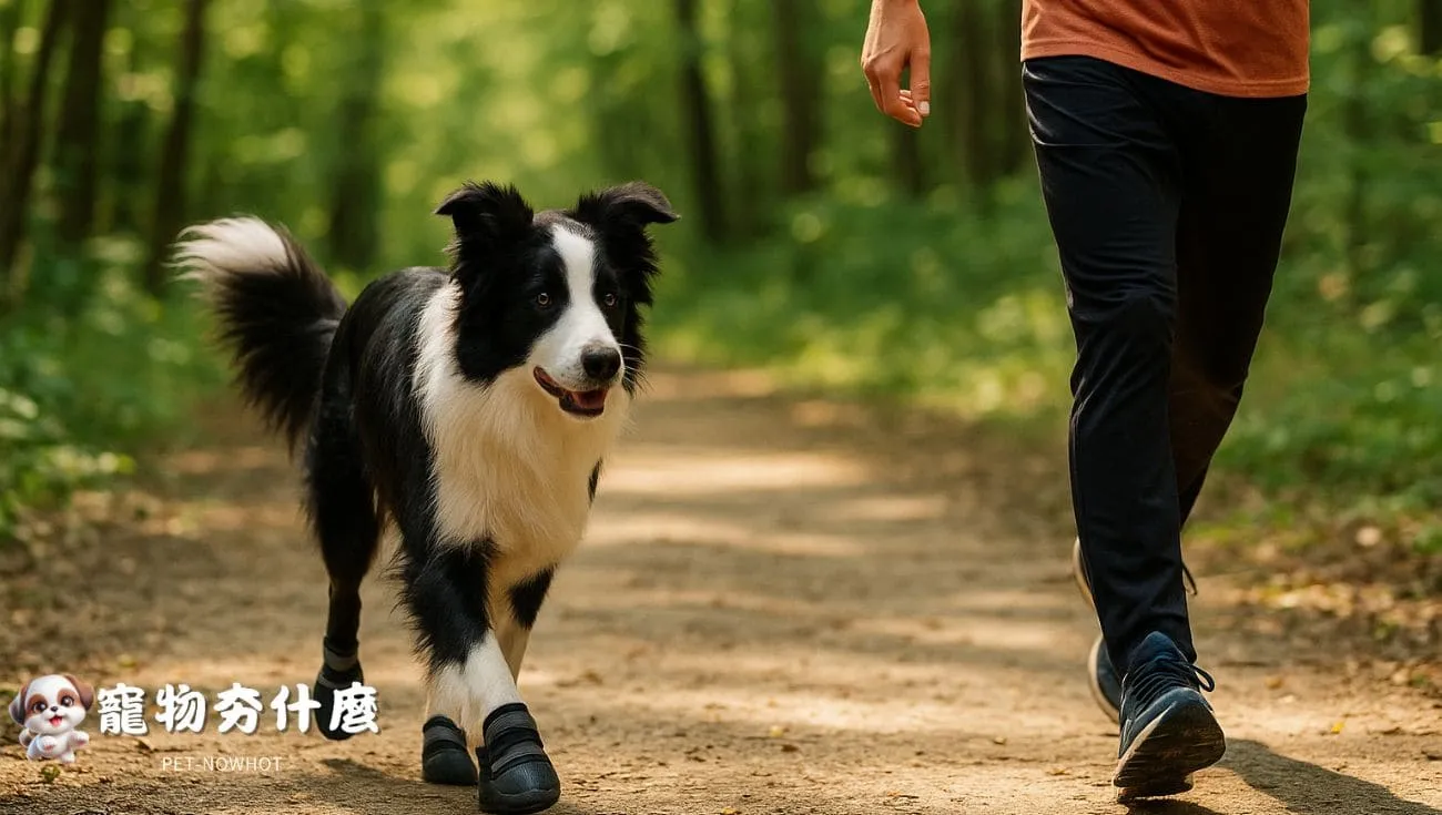 邊境牧羊犬戶外穿鞋慢跑