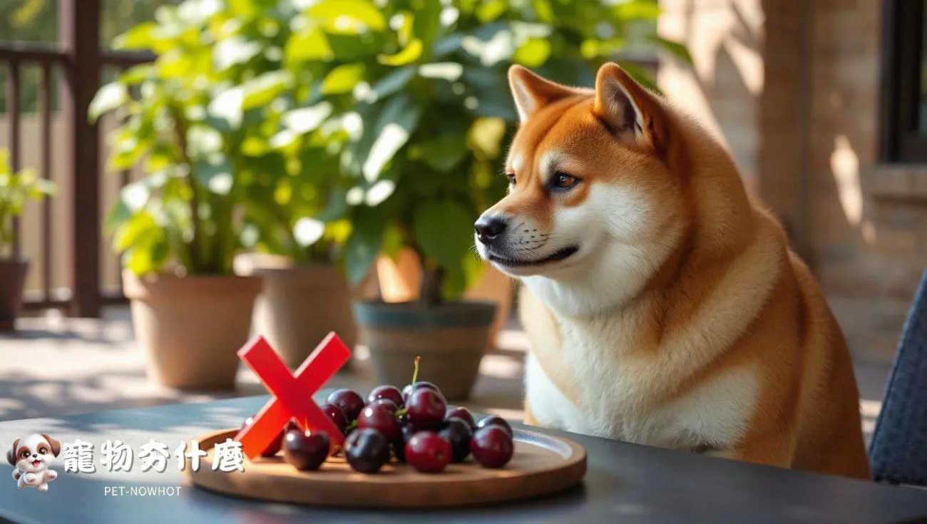 柴犬拒吃葡萄櫻桃