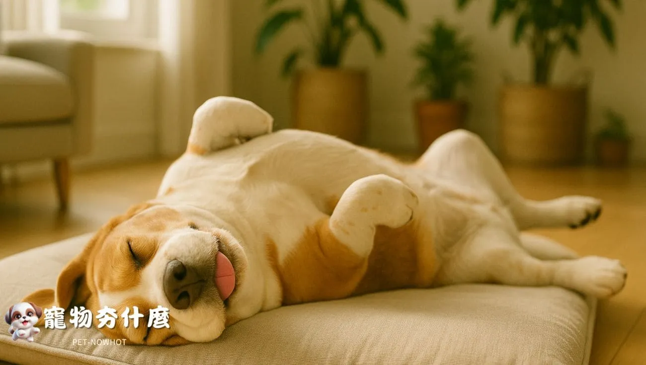 比格犬仰臥肥胖打呼