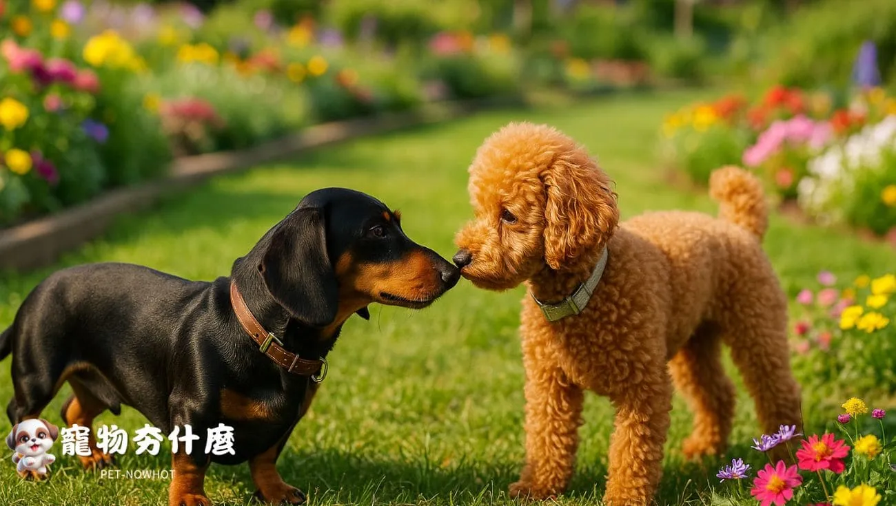 臘腸犬貴賓犬花園輕鬆互動
