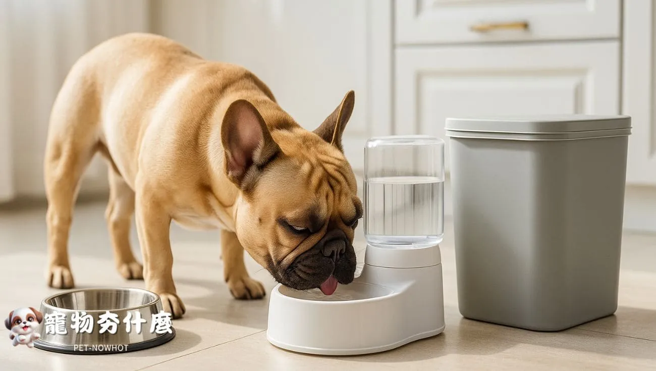 法鬥犬自動飲水器與飼料桶