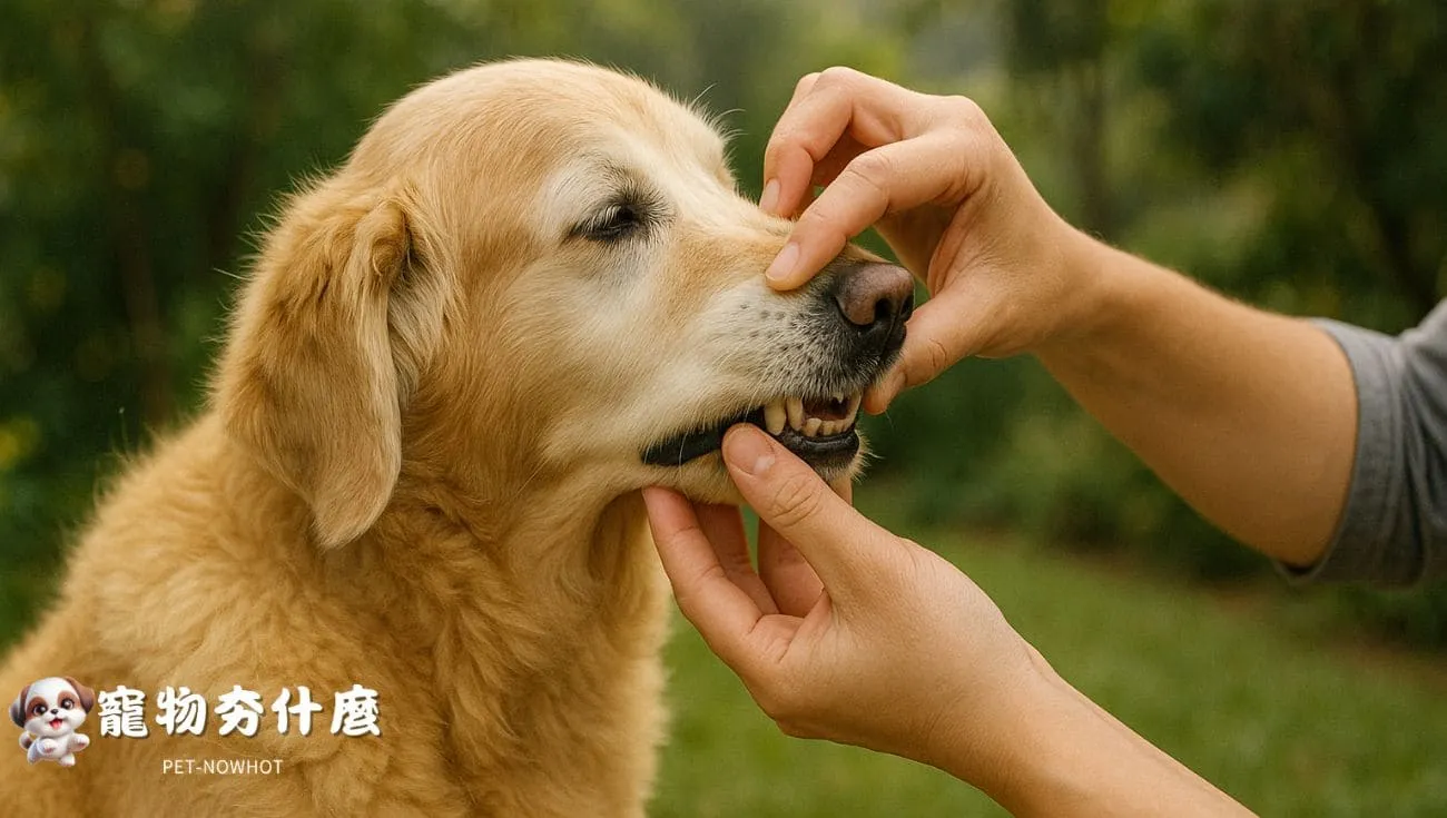 黃金獵犬高齡犬牙齒檢查親子互動