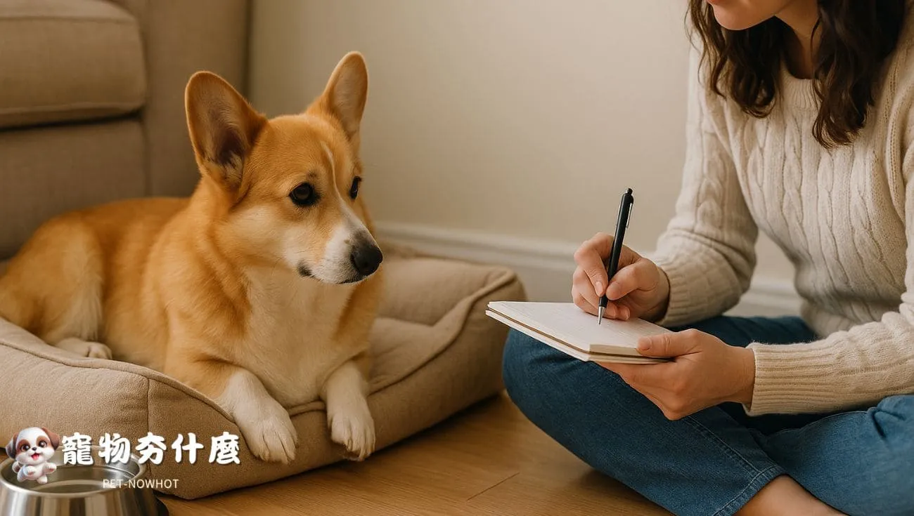 柯基嘔吐後休息觀察