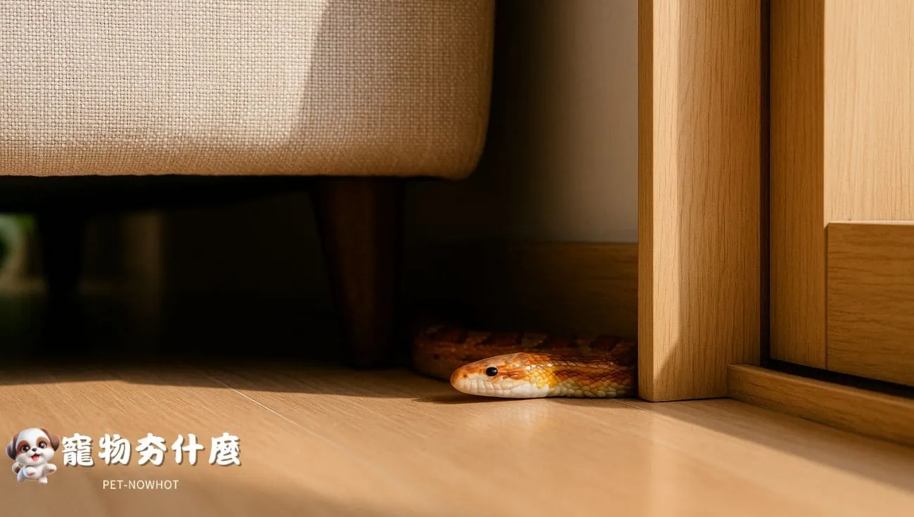 玉米蛇藏於家具縫隙內