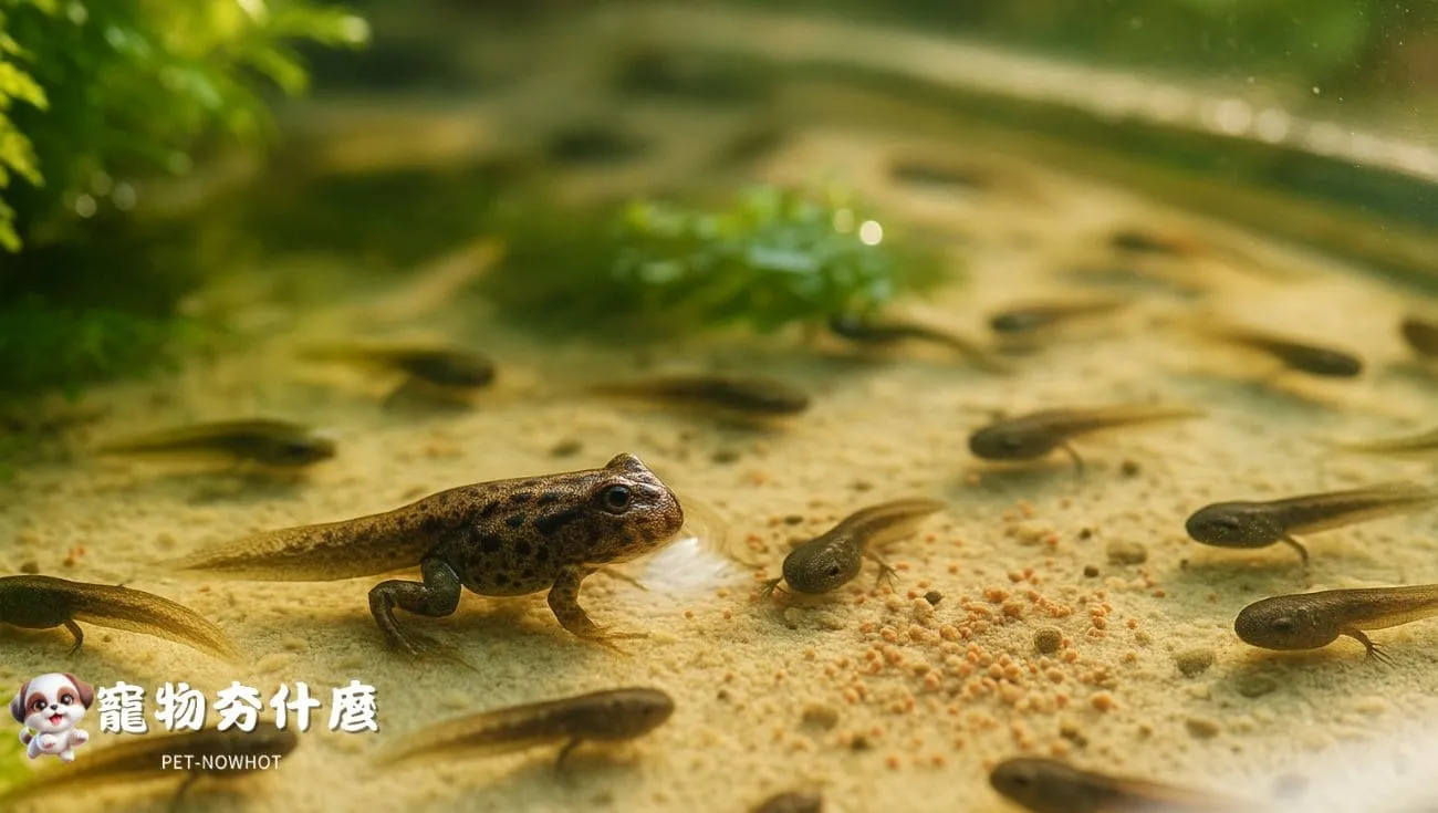 角蛙蝌蚪飼養自然攝影圖