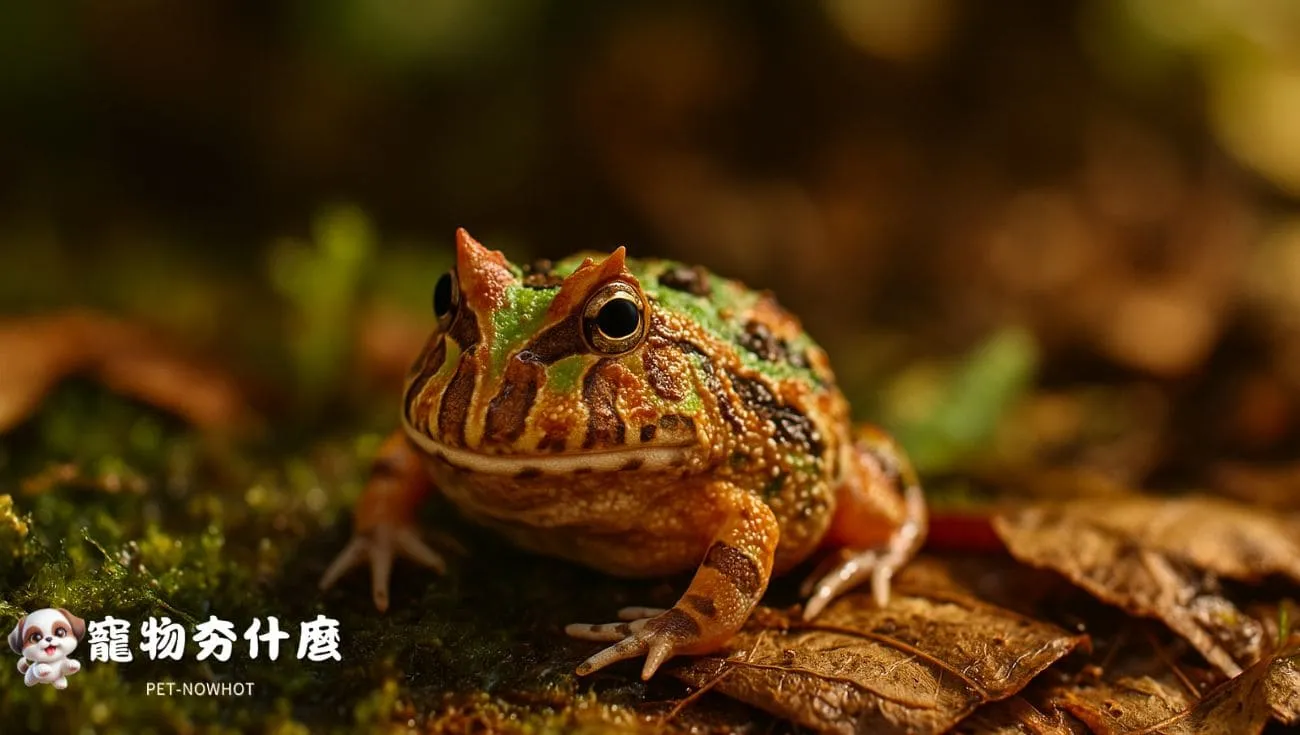 角蛙幼蛙上岸照護場景