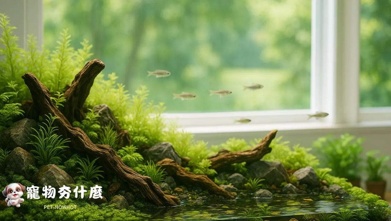 多層次造景的自然風格水草缸