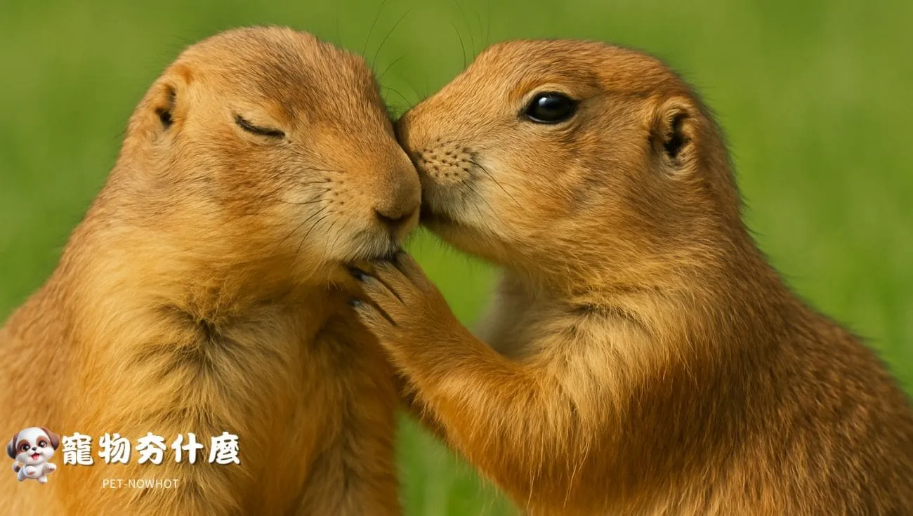 草原犬鼠理毛親密互動