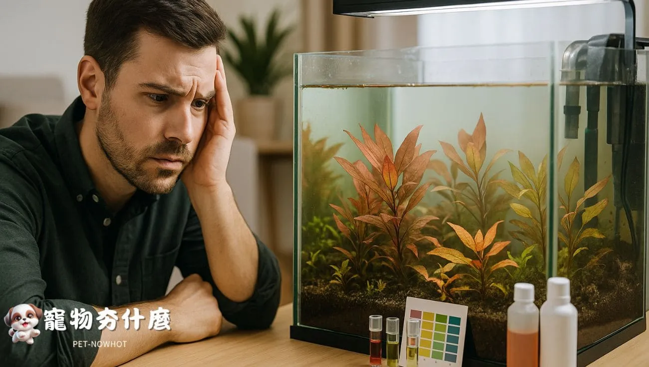 紅色水草色澤異常狀況照