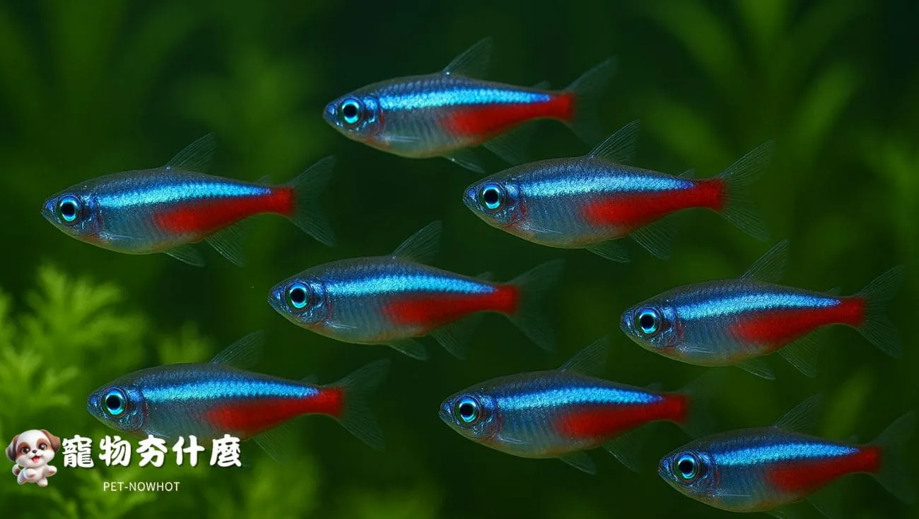 霓虹燈魚群游生態特寫