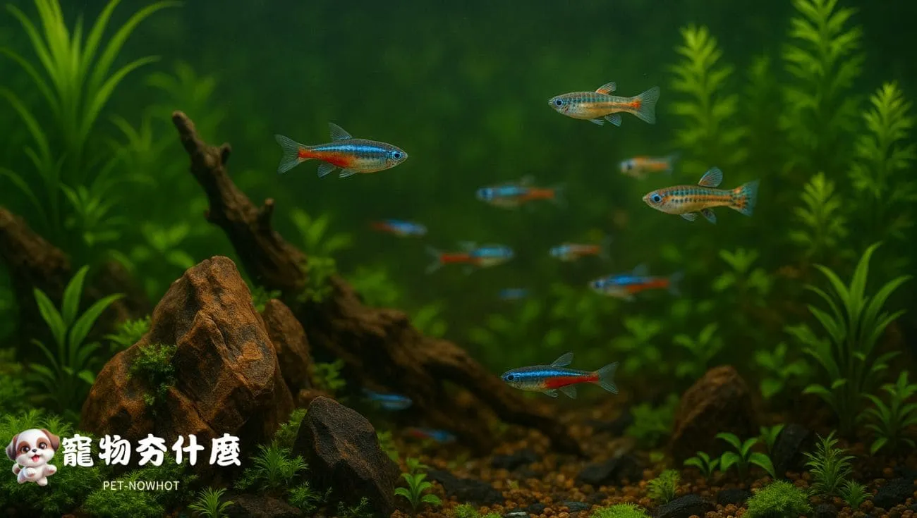 流行水草造景小型魚缸美景