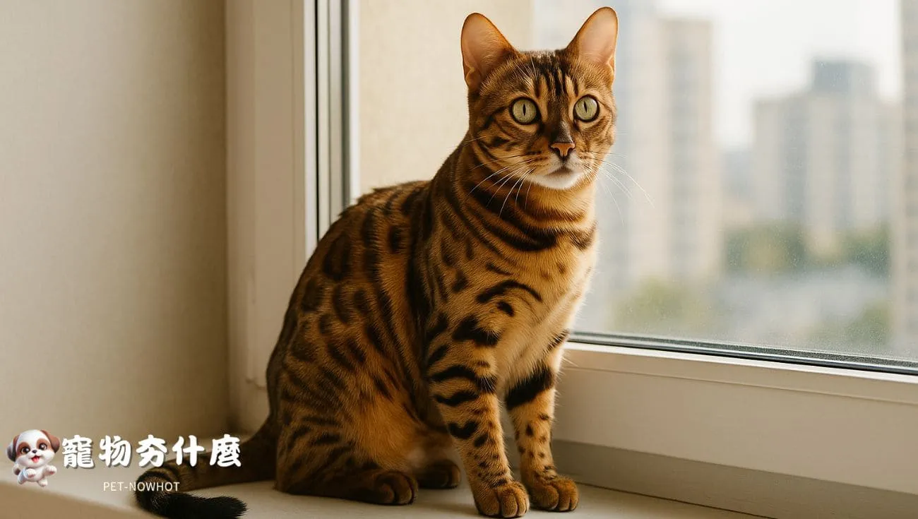孟加拉母貓獨自安靜觀察