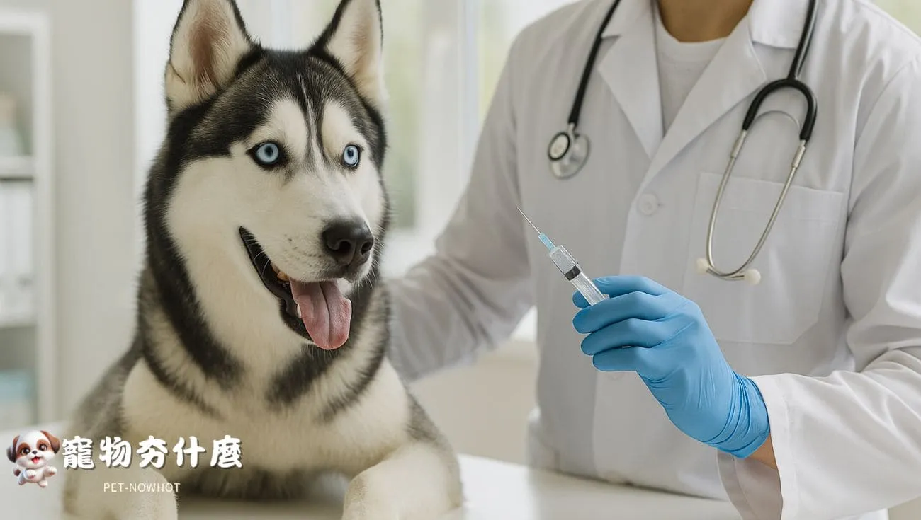 哈士奇接受疫苗健康評估