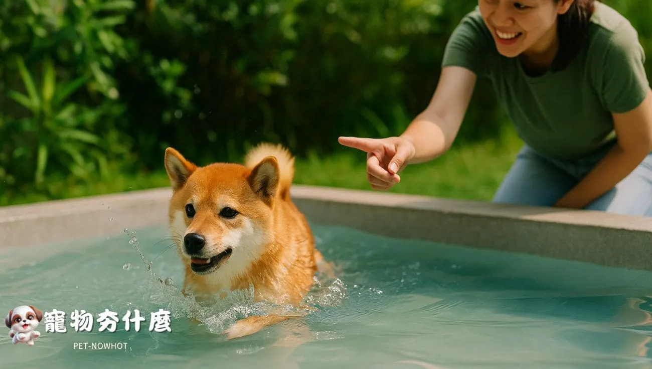 柴犬進行游泳運動訓練