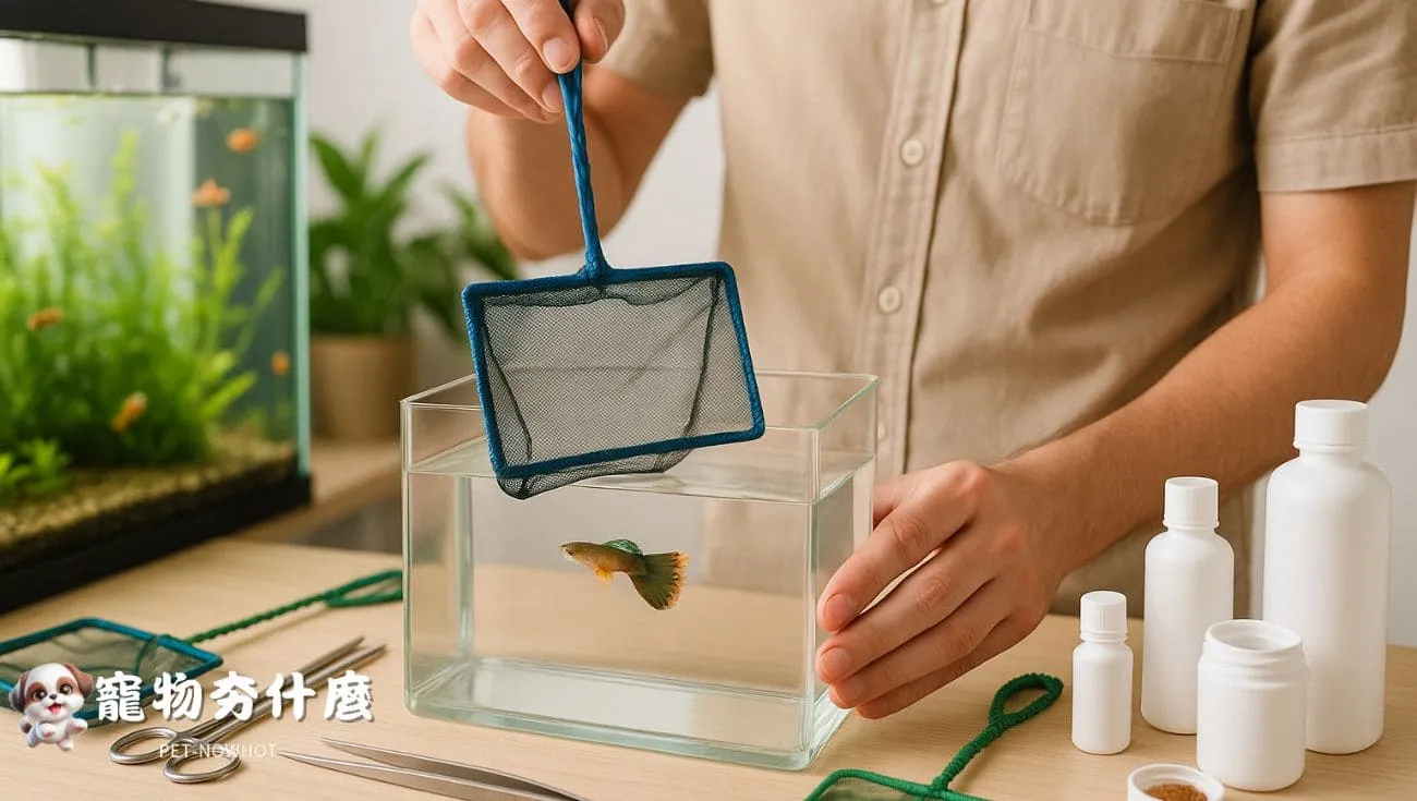 魚隻隔離操作與健康管理示意