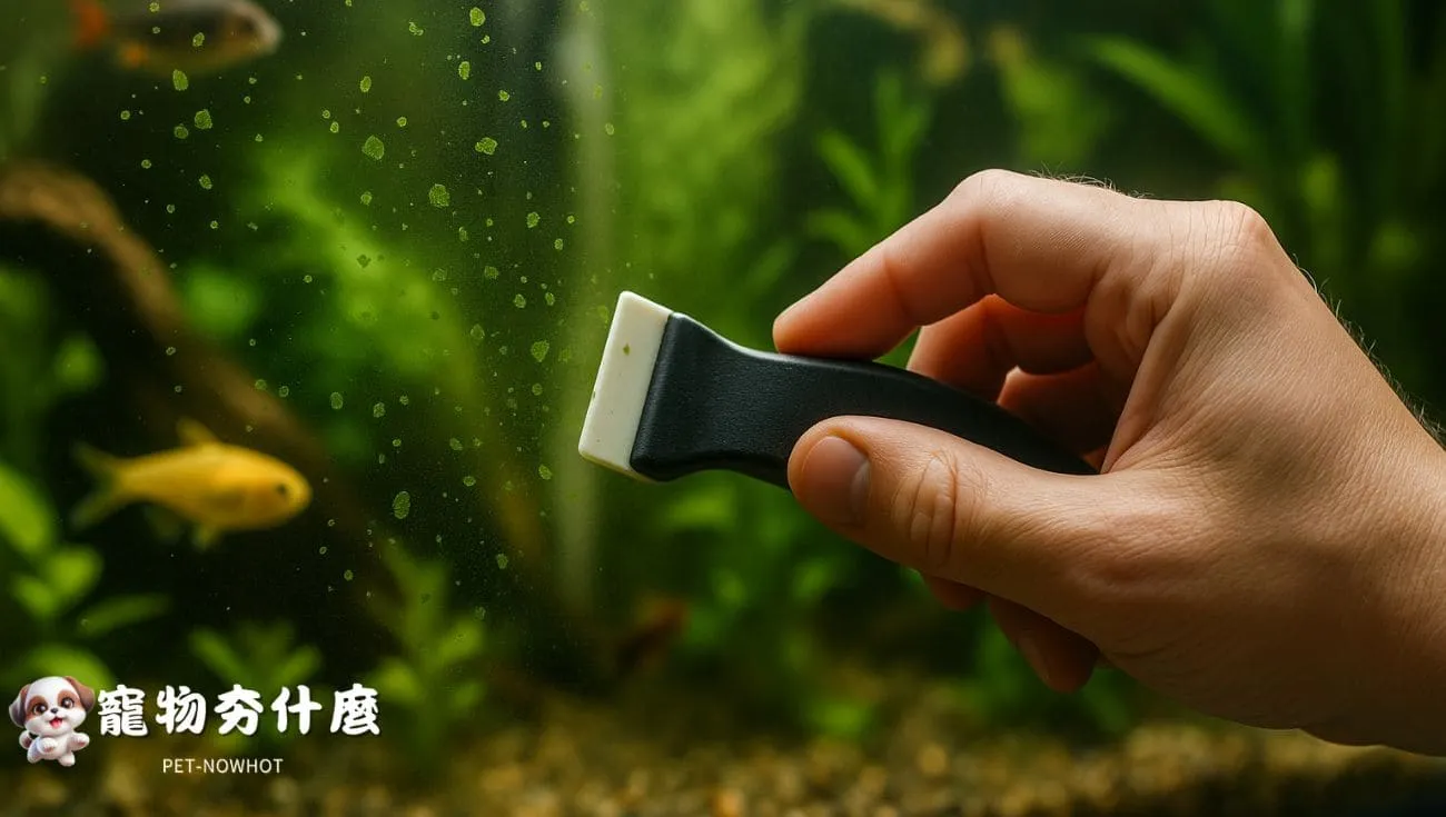 魚缸綠藻清理畫面
