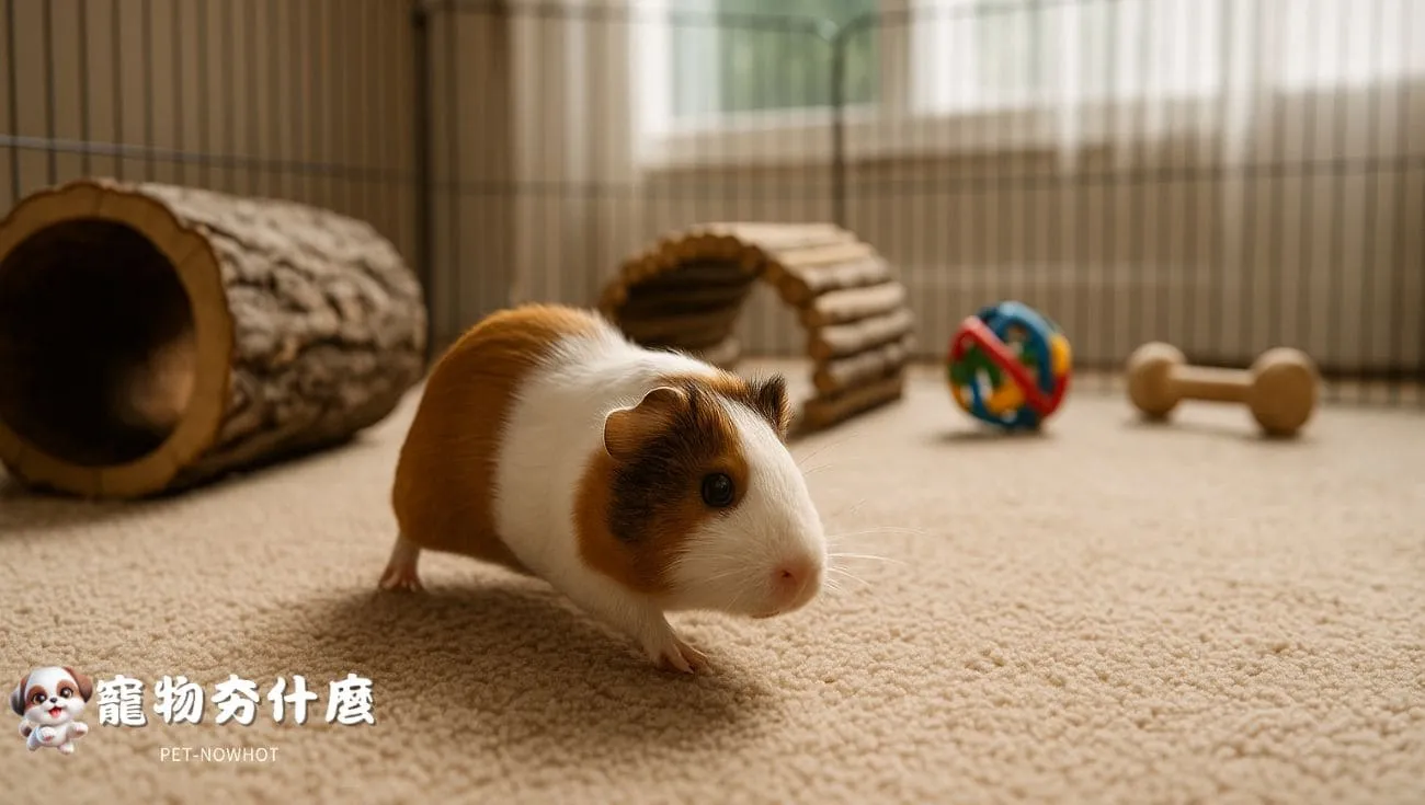 天竺鼠寬敞活動空間與玩具