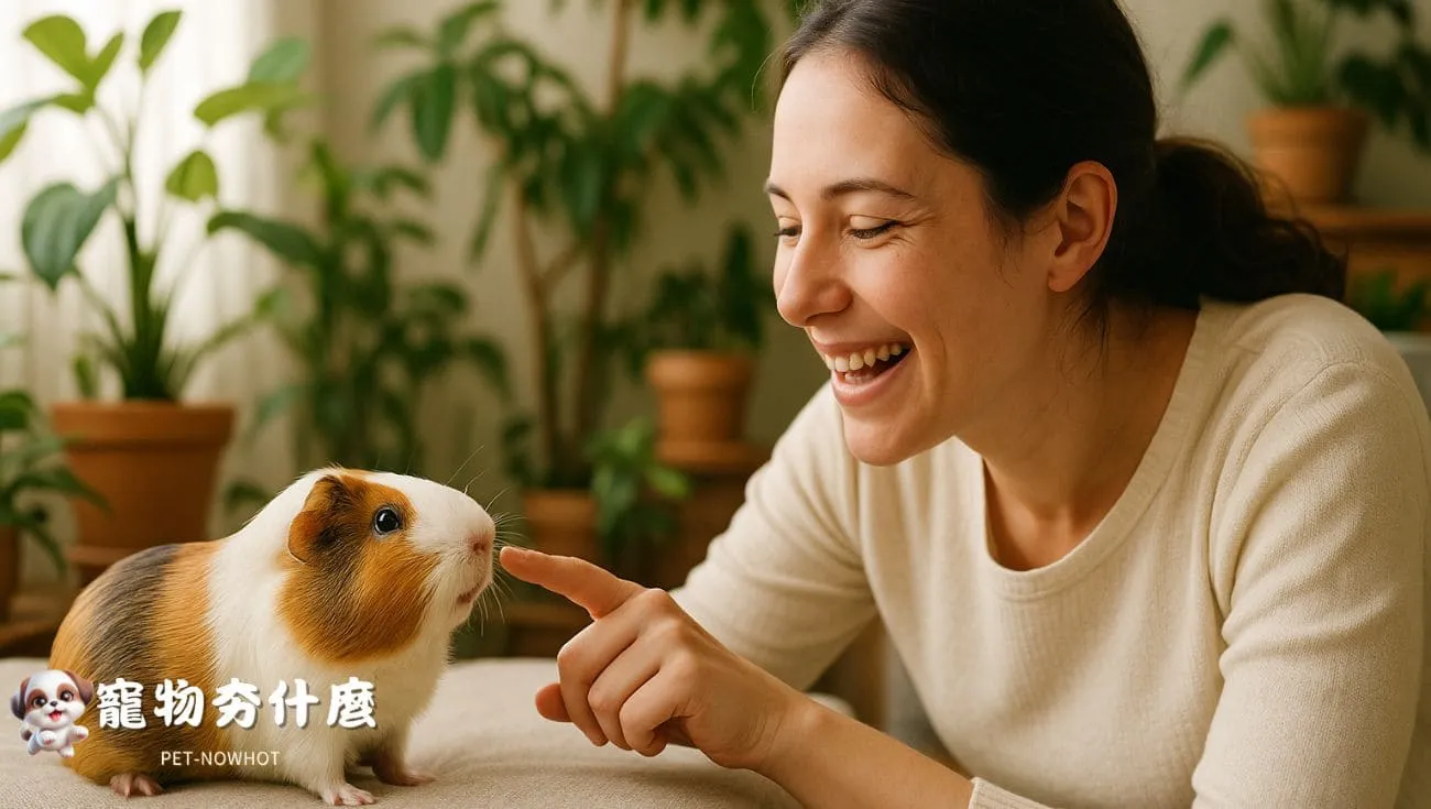 天竺鼠與主人互動溫馨畫面