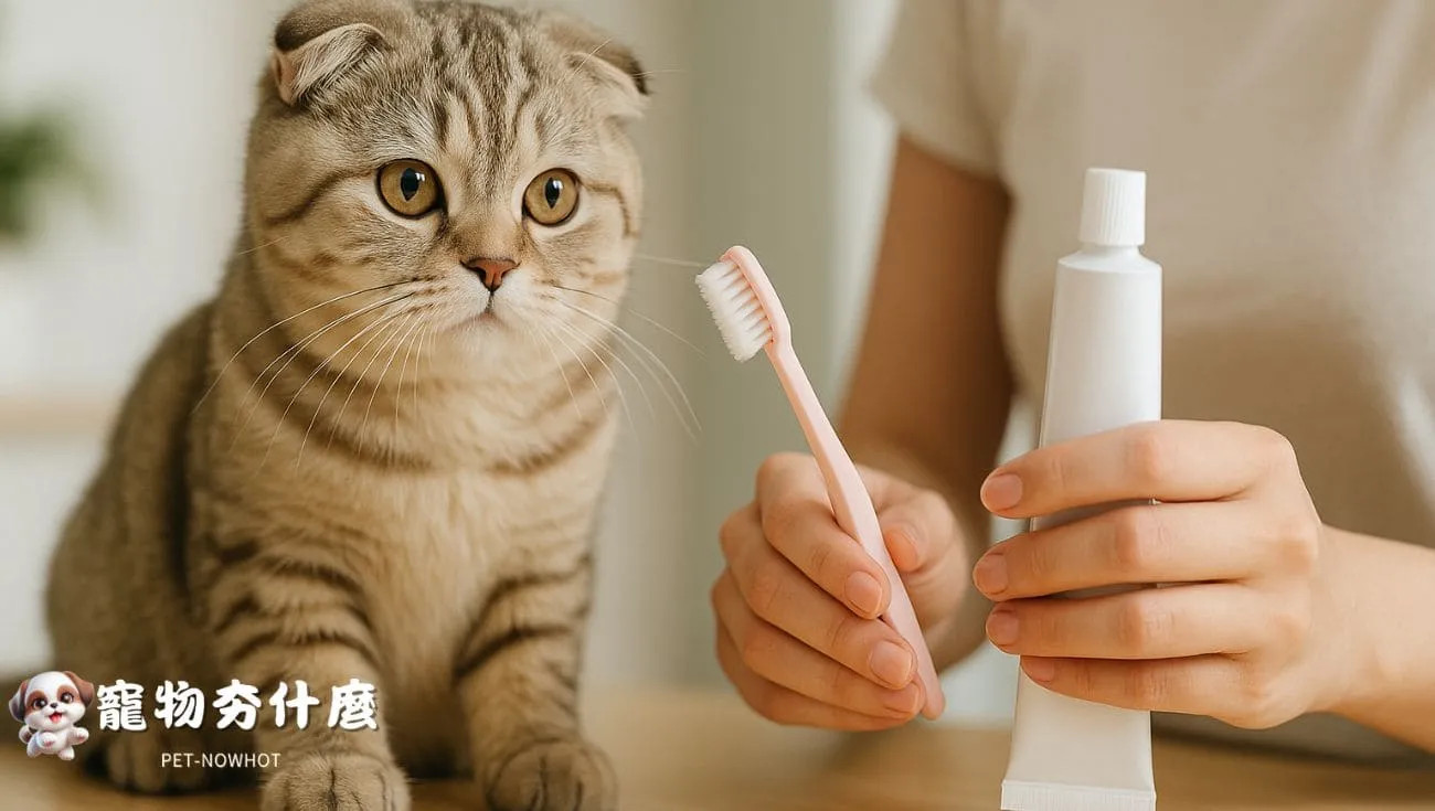 蘇格蘭摺耳貓牙齒清潔示範照