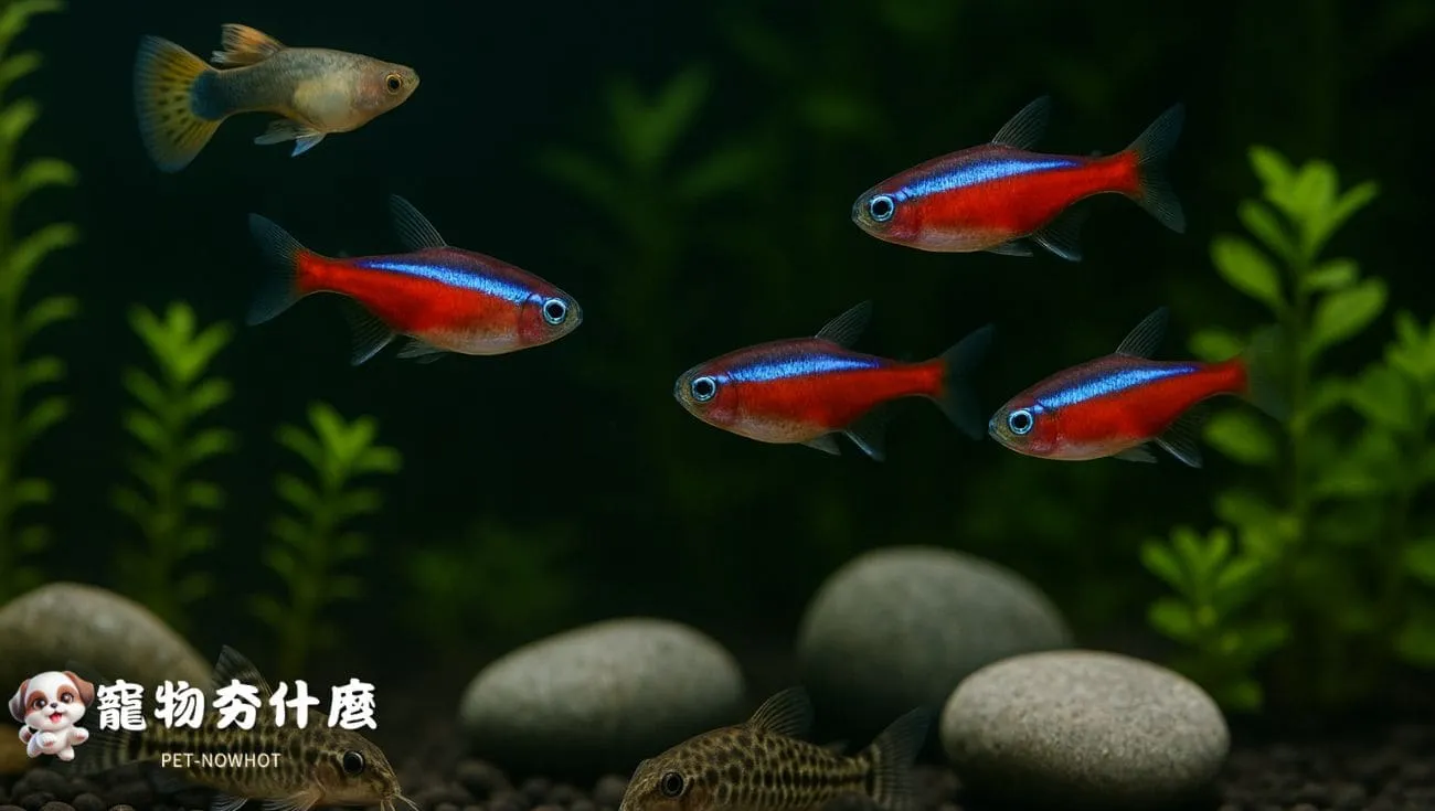 紅蓮燈魚混養多樣水族造景