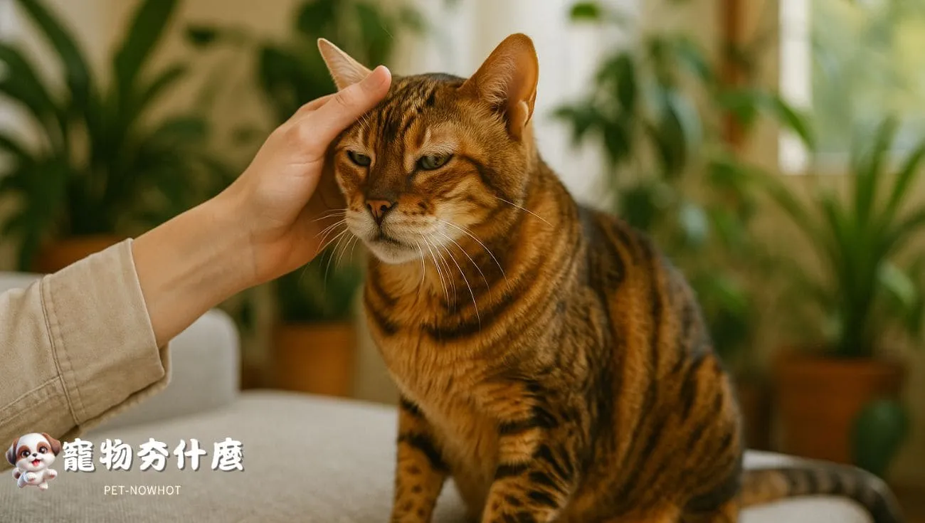 高齡孟加拉貓親密陪伴互動照