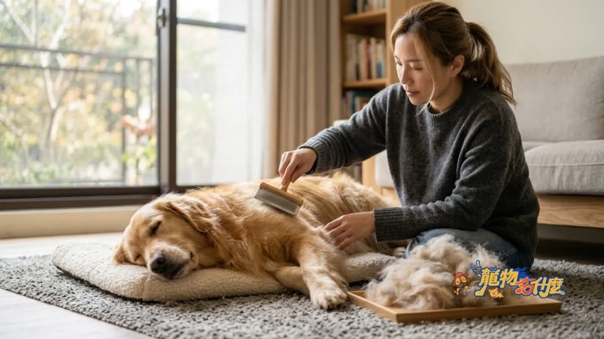 黃金獵犬飼養全攻略:從溫和性格解析、大空間居家照護到關節疾病預防新手必看 5 飼主使用針梳梳理黃金獵犬毛髮