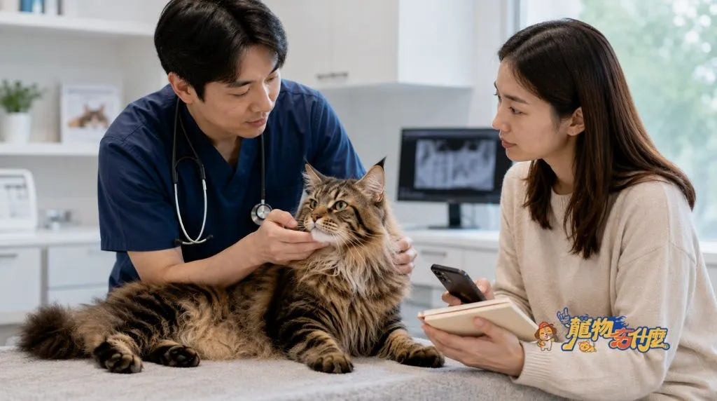 貓咪口炎怎麼辦?口臭疼痛與進食警訊 6 緬因貓接受獸醫口腔檢查諮詢