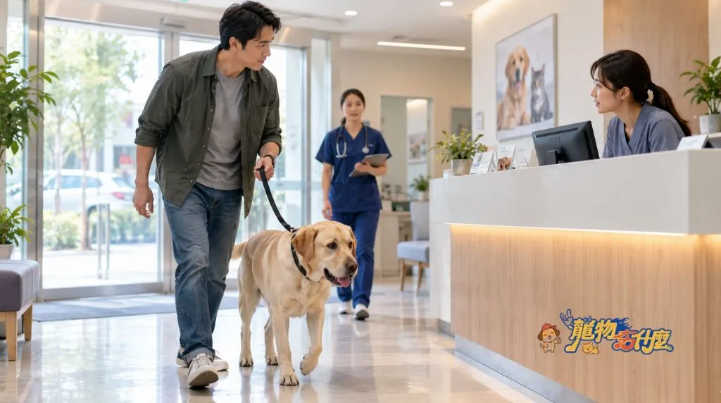 狗狗胃扭轉怎麼看?腹脹乾嘔與急救警訊 5 主人帶拉布拉多立即前往獸醫院